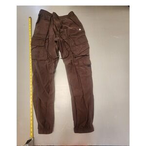 Standard Cloth Cargo Pants Women's Small Brown Joggers Elastic Waist Drawstring
